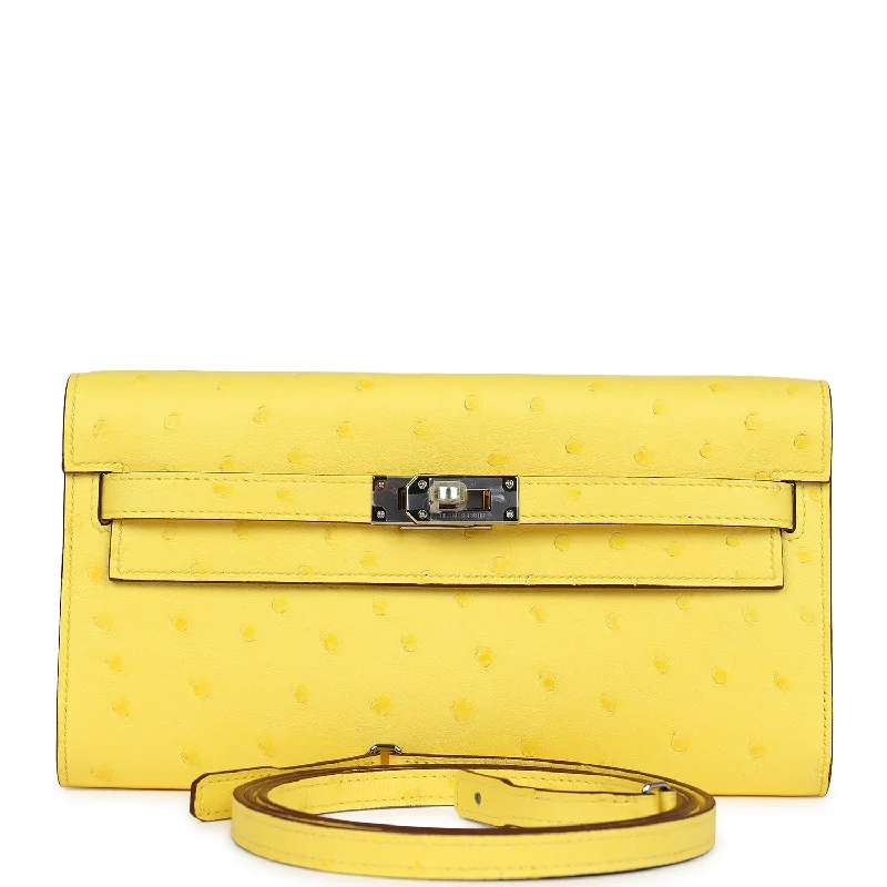 Women's wallet exclusive release -Hermes Kelly To Go Wallet Jaune Citron Ostrich Palladium Hardware