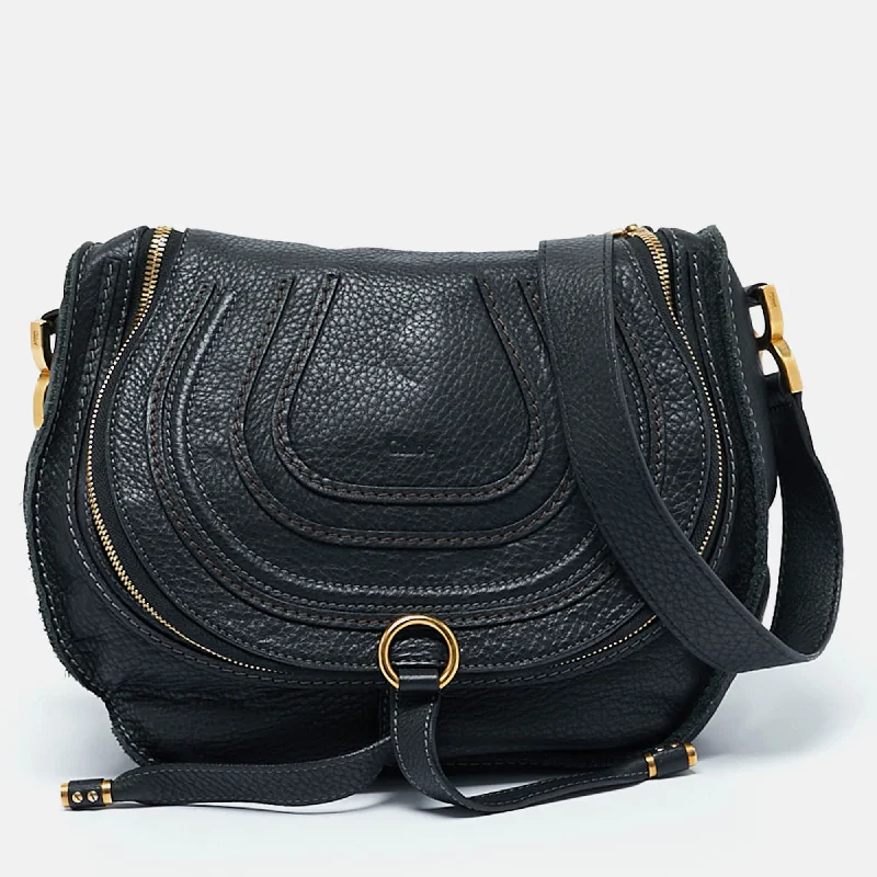 Women's crossbody bag lightweight material -Chloe Black Leather Medium Marcie Crossbody Bag