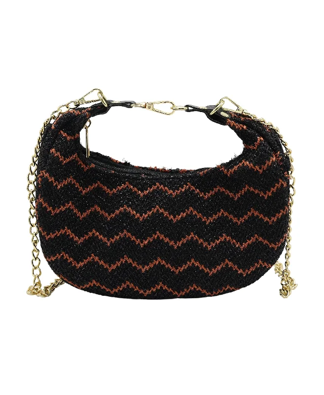 Women's crossbody bag squad special -Zig-Zag Metallic Mesh Crossbody Bag