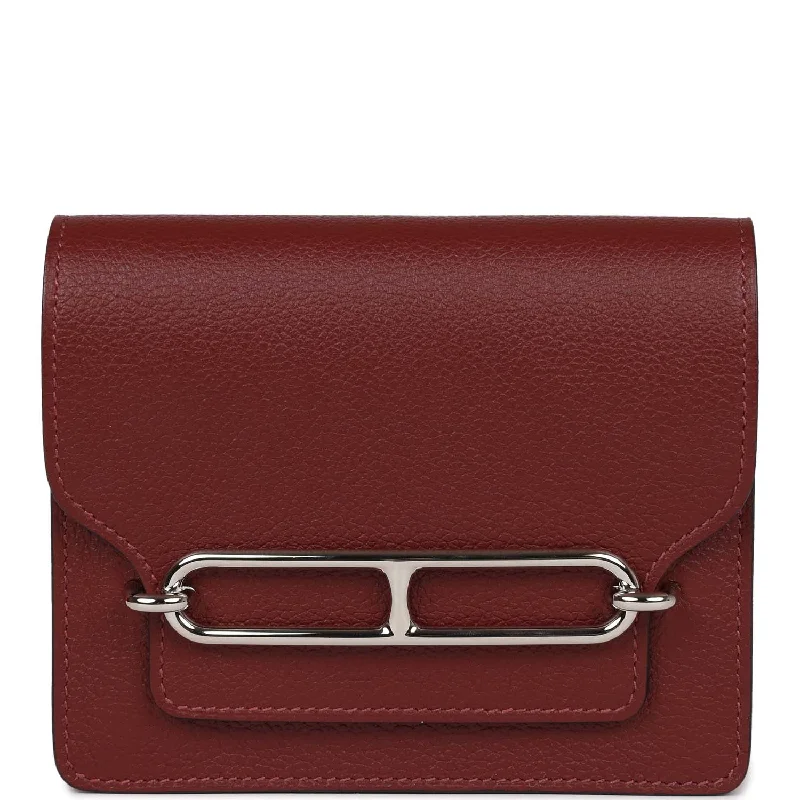 Women's wallet compact layout -Hermes Roulis Slim Wallet Bi-Color Rouge H/Rose Azalee Evercolor Palladium Hardware