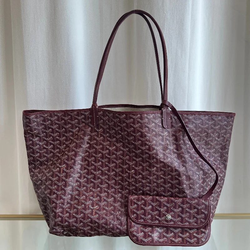 Women's tote bags brown-classic -GOYARD Burgundy Coated Canvas Saint Louis GM Tote