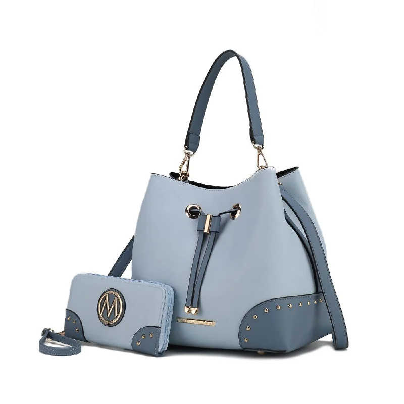 Women's bucket bag pro-level style -Candice Color Block Bucket Bag with matching Wallet