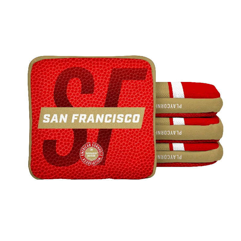 Women's bucket bag performance special -San Francisco Football Gameday Stripes Synergy Edge Cornhole Bags