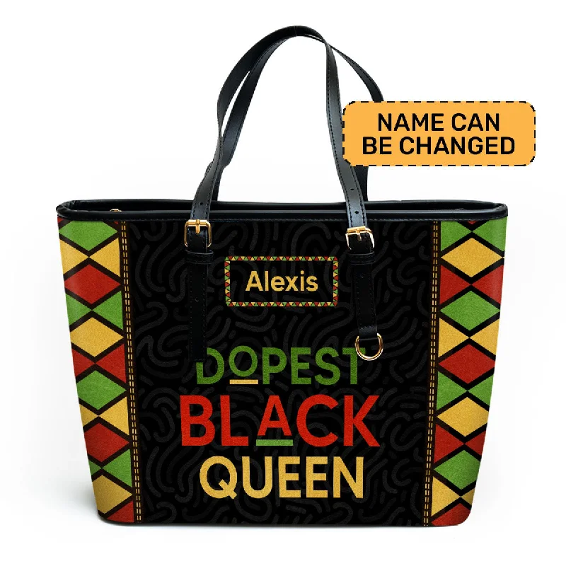 Women's tote bags solid-color -Dopest Black Queen - Personalized Leather Totebag SB09