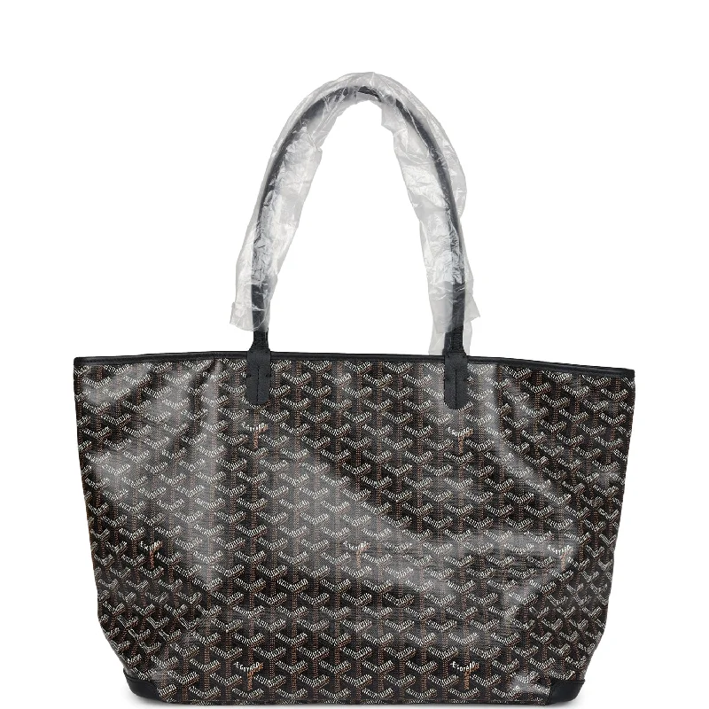 Women's tote bags sustainable-fashion -Goyard Goyardine Black Artois MM Tote Bag Palladium Hardware