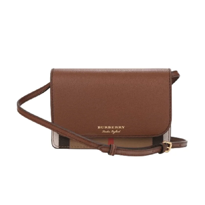 Women's crossbody bag office style -Burberry Hampshire Brown House Check Women's Crossbody Bag 80463211