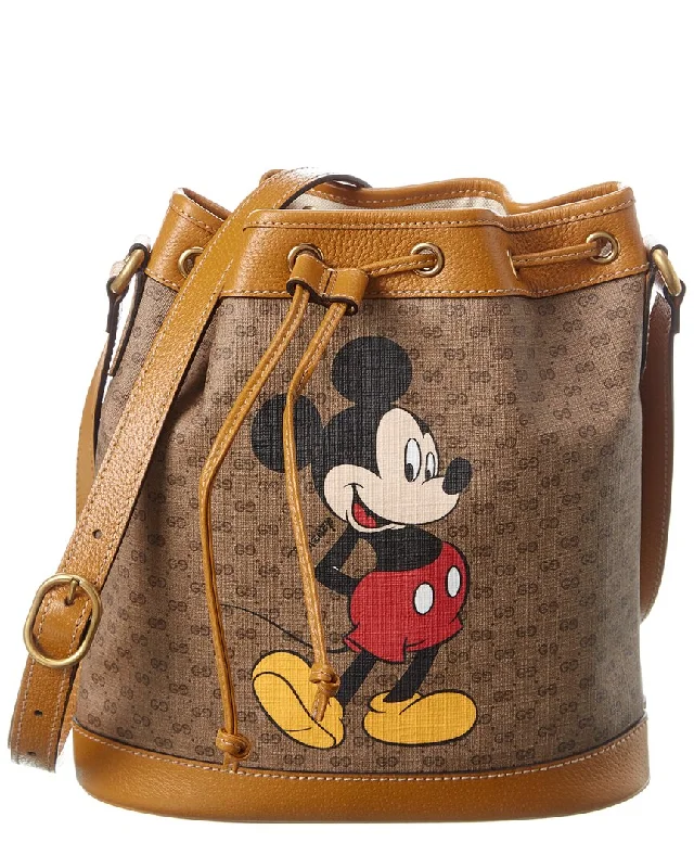 Women's bucket bag evening elegance -Gucci x Disney Small Canvas & Leather Bucket Bag