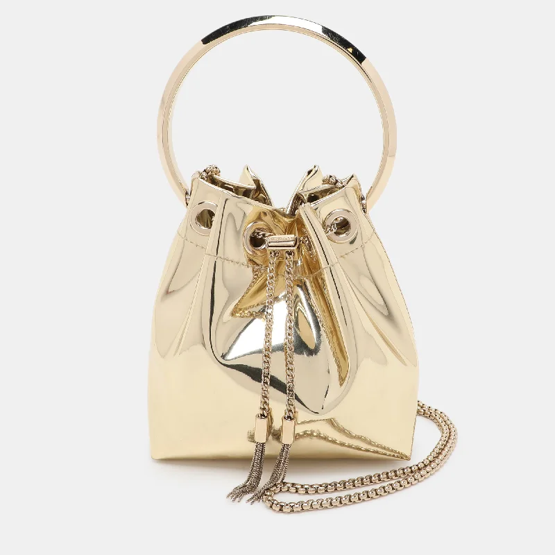 Women's bucket bag fast-access collection -Jimmy Choo Gold Mirror Leather Bonbon Bucket Bag