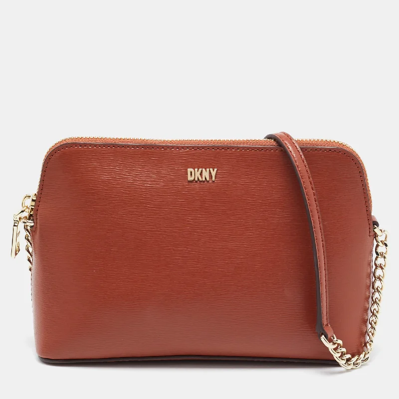 Women's crossbody bag cool outfit -Dkny Brown Leather Dome Crossbody Bag