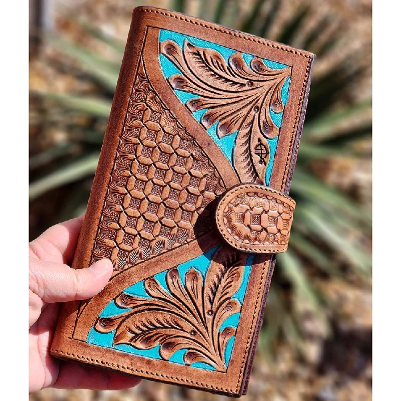 Women's wallet pro outfit -American Darling Tooled Leather w/ Turquoise Accent Wallet