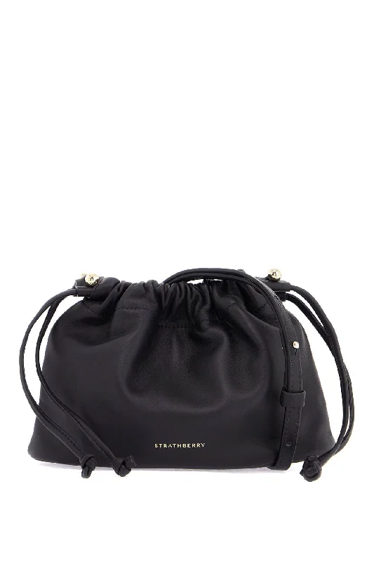 Women's bucket bag lightweight kit -Strathberry Black Lambskin Bucket Bag With Drawstring