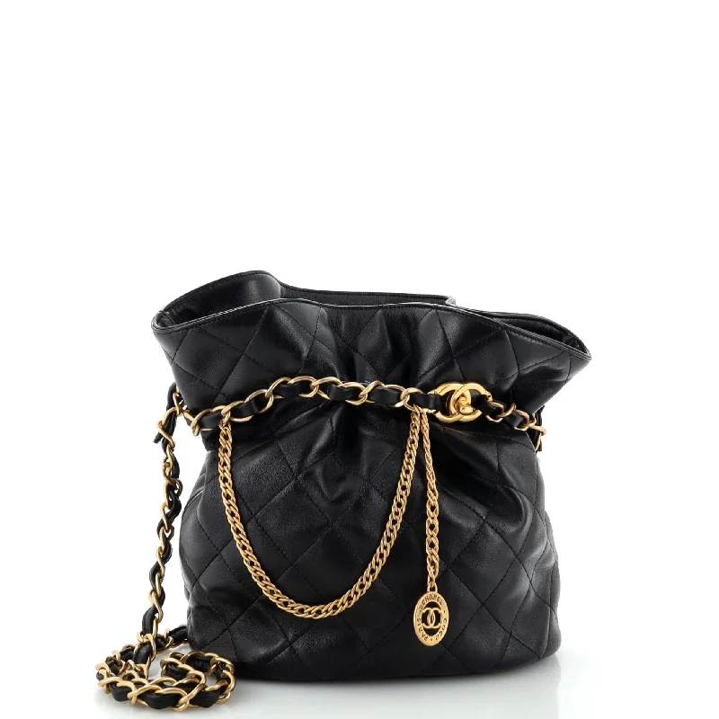 Women's bucket bag fashion kit -CC Turnlock Medallion Chain Bucket Bag Quilted Lambskin Small