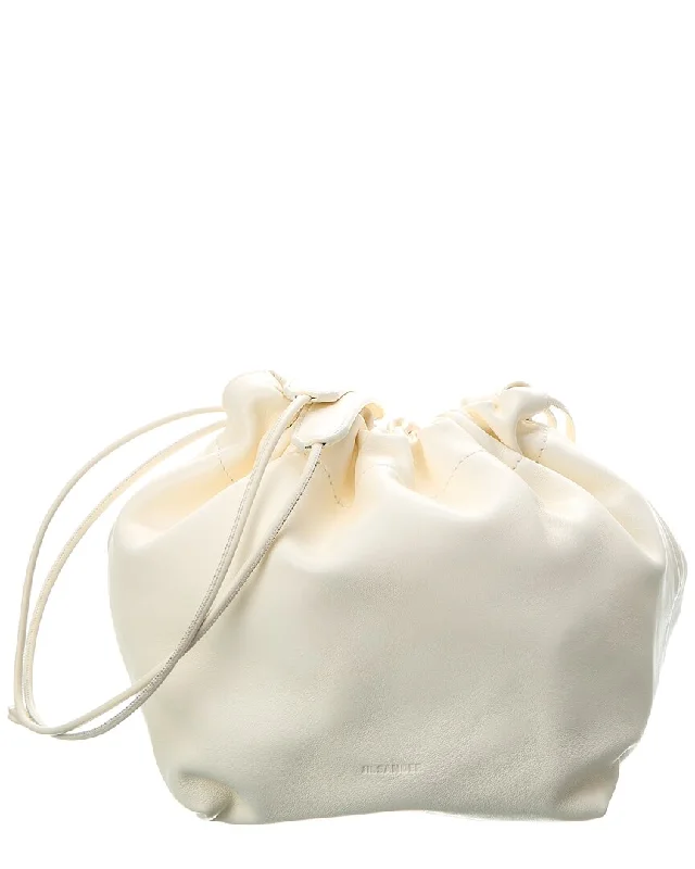 Women's bucket bag adjustable strap -Jil Sander Dumpling Leather Bucket Bag