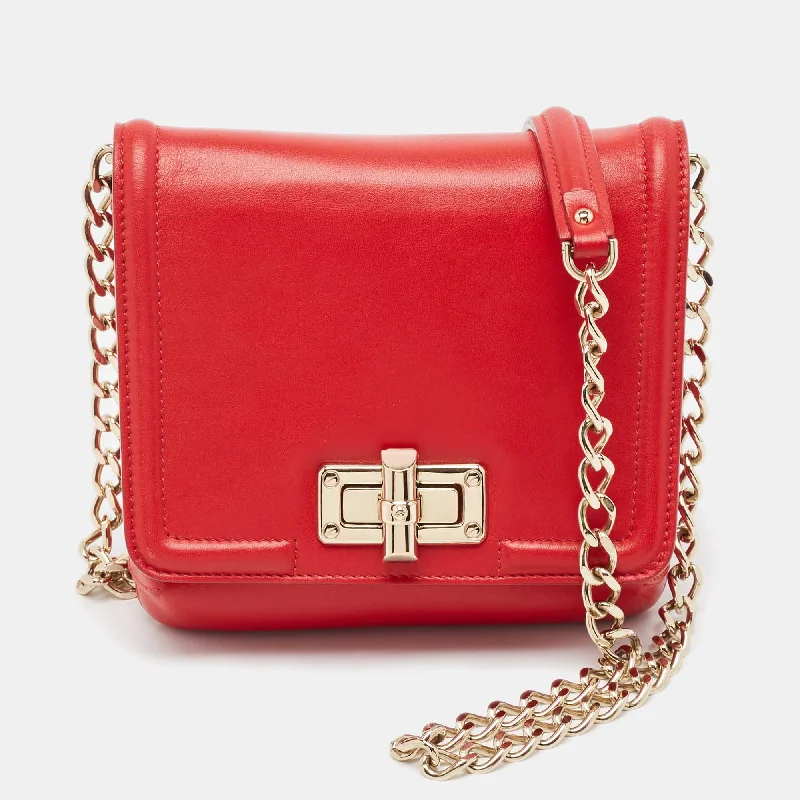 Women's crossbody bag team bags -Lanvin Red Leather Mini Happy Crossbody Bag