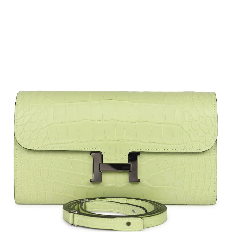 Women's wallet budget outfit -Hermes Constance Wallet To Go Jaune Bourgeon Matte Alligator Palladium Hardware