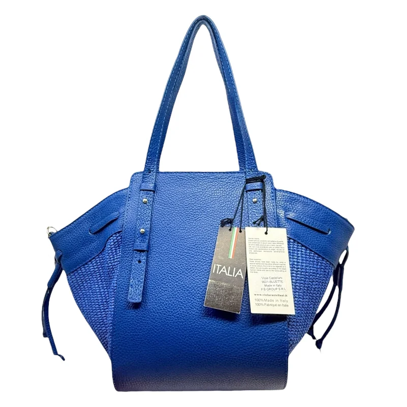 Handbags tote-style -Made In Italy Leather Wing Side Satchel With Adjustable Handles By Viola Castellini In Bluette, Size: Medium