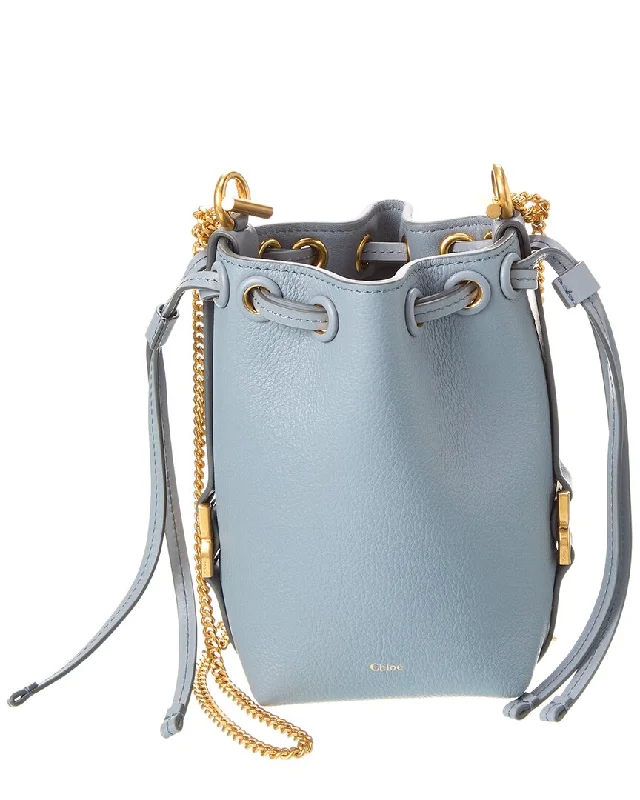 Women's bucket bag weather-proof fabric -Chloé Marcie Micro Leather Bucket Bag