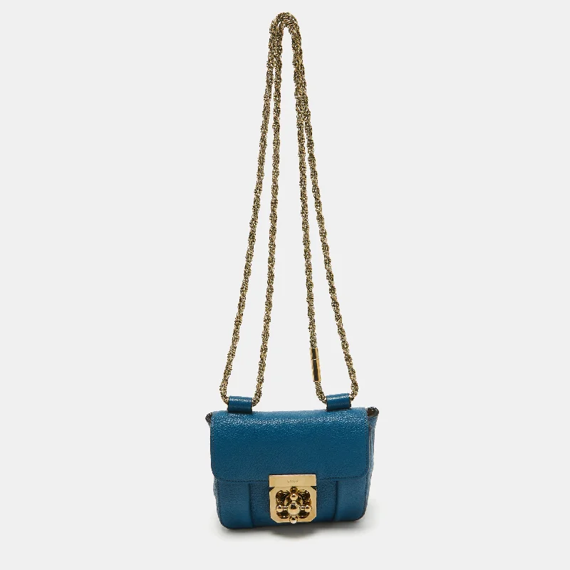 Women's crossbody bag trendy bag -Chloe Blue Leather Mini Elsie Crossbody Bag