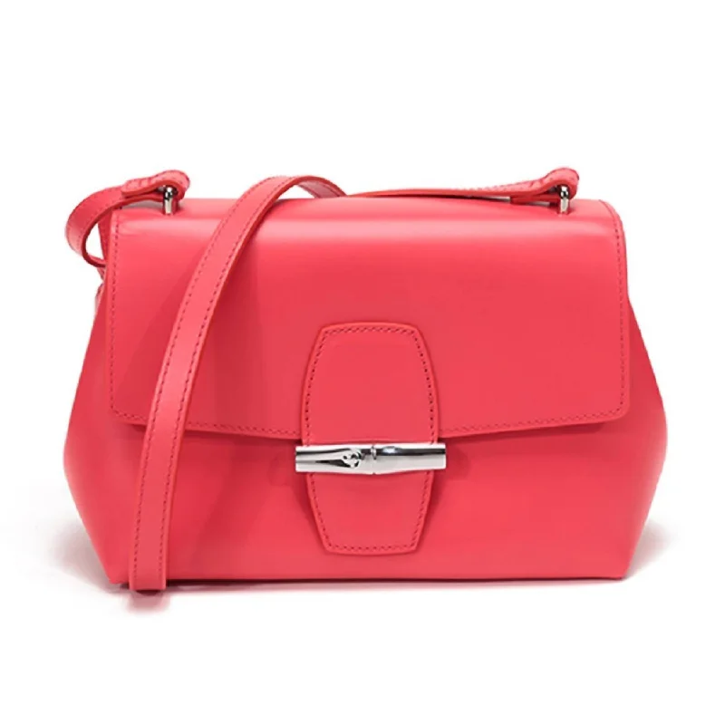 Women's crossbody bag sport collection -Roseau Leather Crossbody Handbag In Poppy Pink