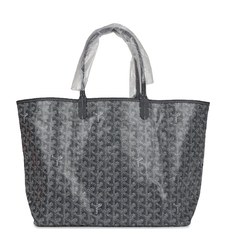 Women's tote bags water-resistant-durability -Goyard Goyardine Grey St. Louis PM Tote Bag Palladium Hardware