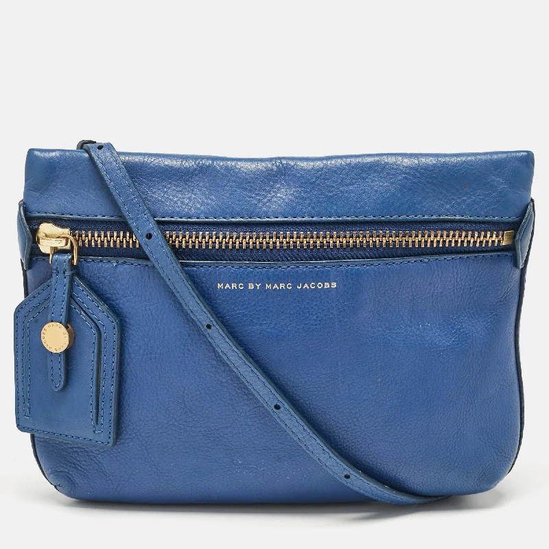 Women's crossbody bag quick-carry special -Marc By Marc Jacobs Blue Leather Zip Crossbody Bag