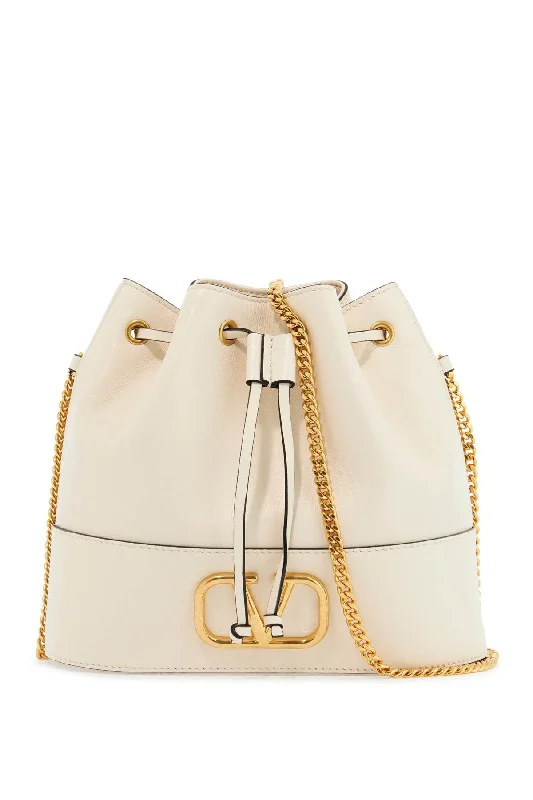 Women's bucket bag fashion bundle -Valentino Garavani Mini Bucket Bag In Ivory Leather With Chain