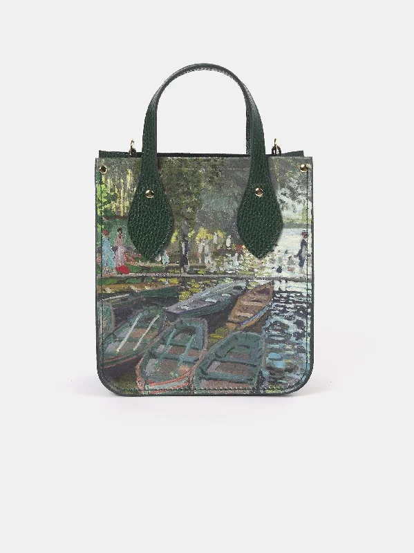 Women's tote bags green-fabric -The Mini Tote - Racing Green with La Grenouillere