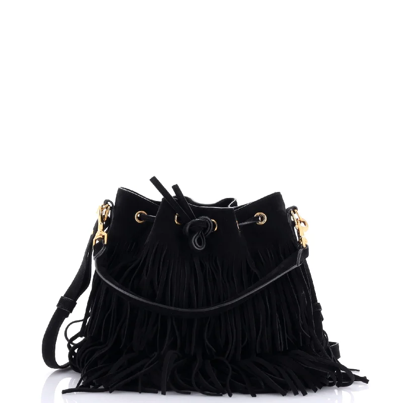 Women's bucket bag street style -Fringe Emmanuelle Bucket Bag Suede Medium