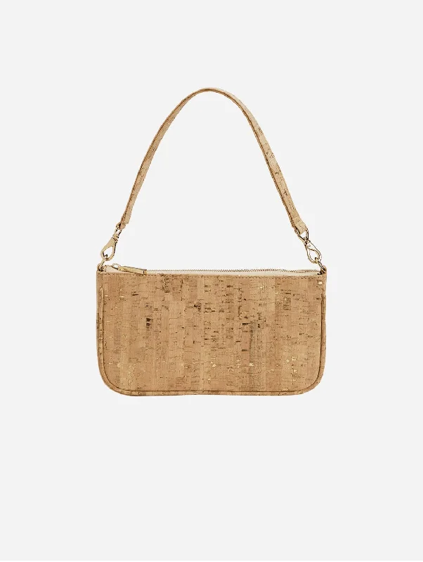 Women's shoulder bags minimalist -Gaia Vegan Cork Shoulder Bag | Gold Speckled