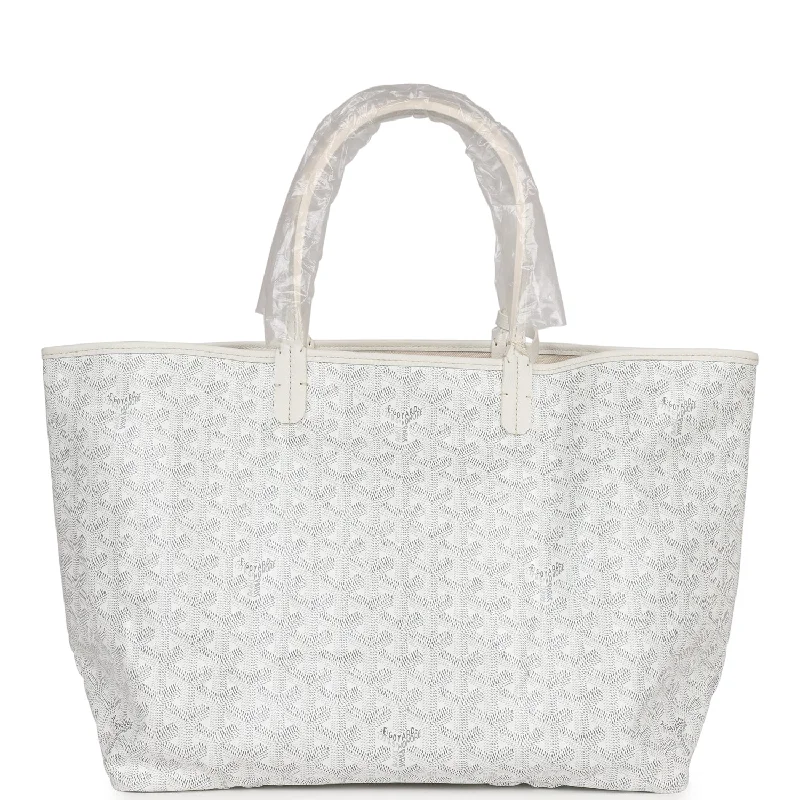 Women's tote bags chic-fashion -Goyard Goyardine White St. Louis PM Tote Bag Palladium Hardware