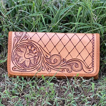 Women's wallet budget collection -American Darling "Jade"  Floral/Diamond Tooled Wallet