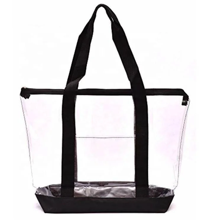 Women's tote bags beach-light -Large Clear Tote Bag with zipper closure (CH-706-BLK)