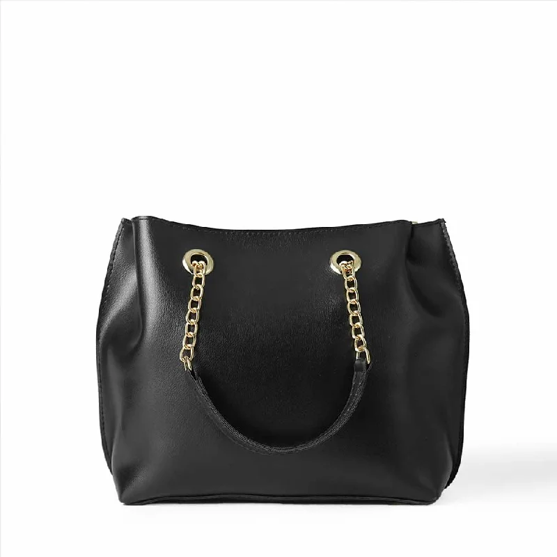 Women's shoulder bags leather-luxury -Gunny Shoulder Bag Black