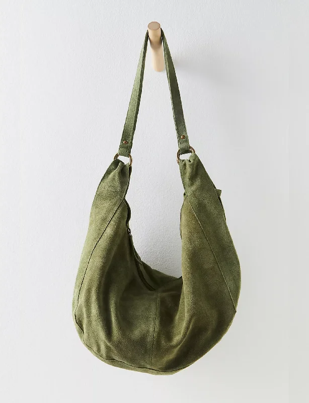 Women's tote bags streetwear-cool -Roma Suede Tote, Olive Moss