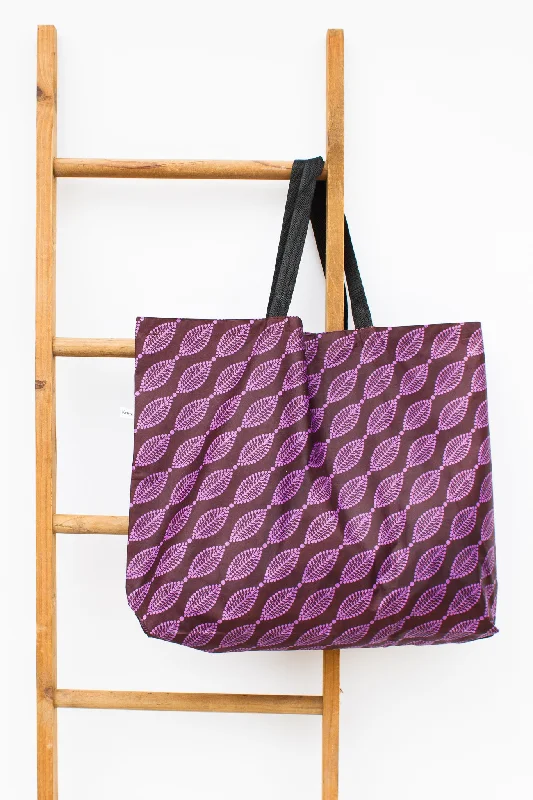 Women's tote bags nylon -Reversible Market Tote, Eggplant