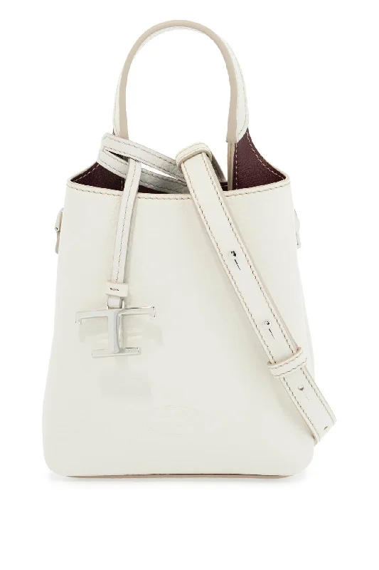 Women's crossbody bag sharp bags -Tod's White Calf Leather Crossbody Bag With Burgundy Details