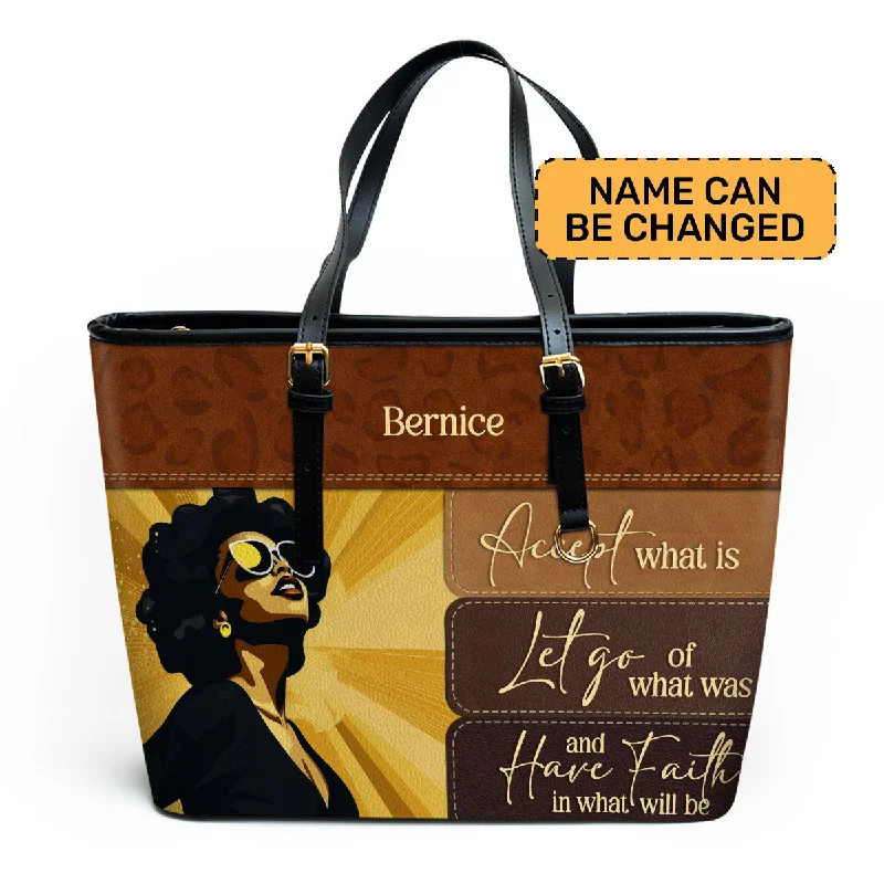 Women's tote bags medium -Have Faith In What Will Be - Personalized Leather Totebag STB13