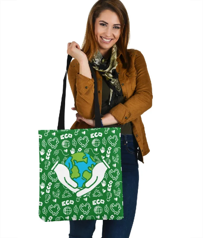 Women's tote bags designer-style -Green New World Cloth Tote Bag