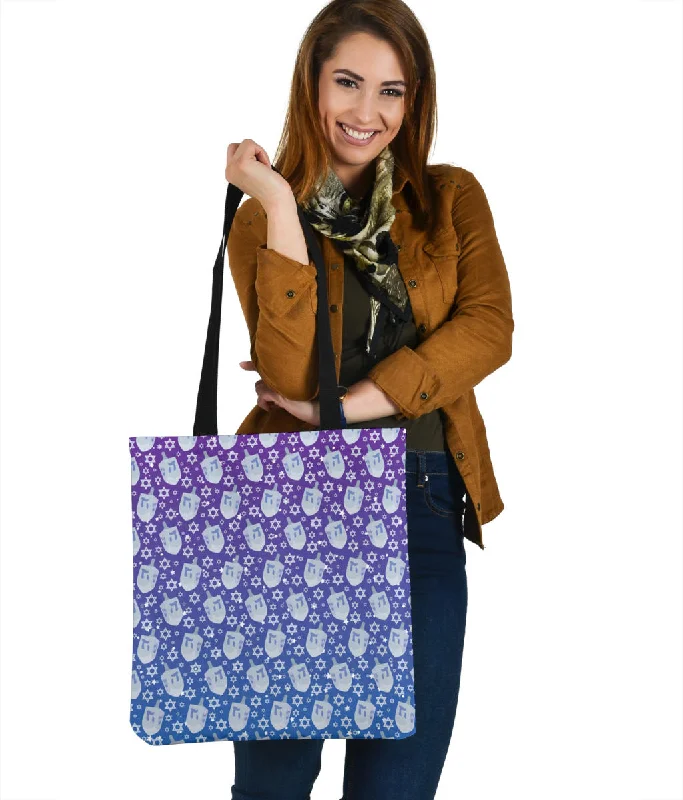 Women's tote bags neutral-charm -Hanukkah Sky Cloth Tote Bag