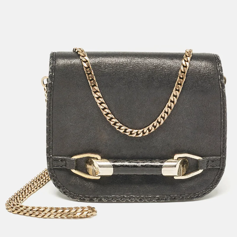 Women's crossbody bag lightweight collection -Jimmy Choo Black Leather And Watersnake Leather Trim Zadie Crossbody Bag