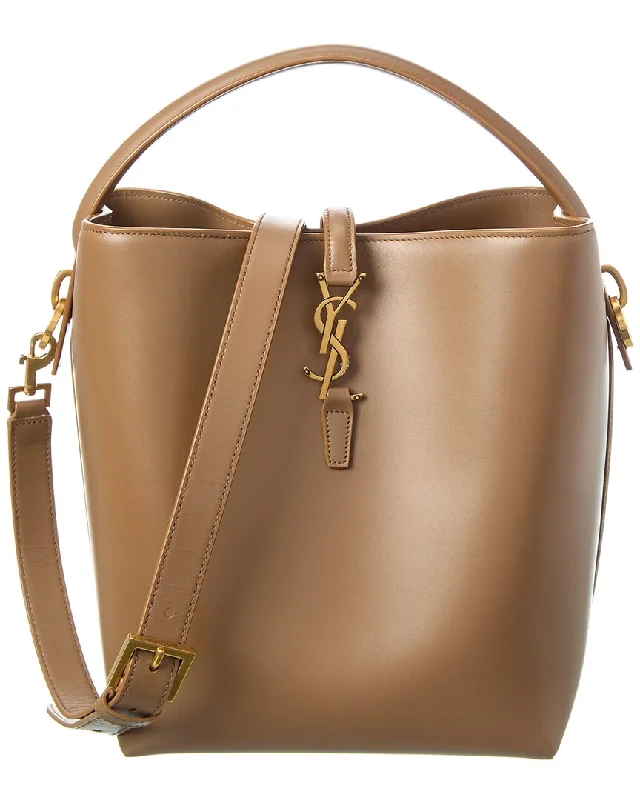 Women's bucket bag quick-draw string -Saint Laurent Le 37 Leather Bucket Bag