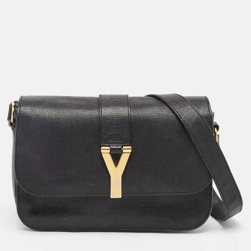 Women's crossbody bag quick-carry set -Saint Laurent Black Leather Ligne Y Crossbody Bag