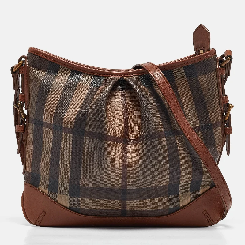 Women's crossbody bag retro charm -Burberry Brown Smoke Check Pvc And Leather Hartham Crossbody Bag