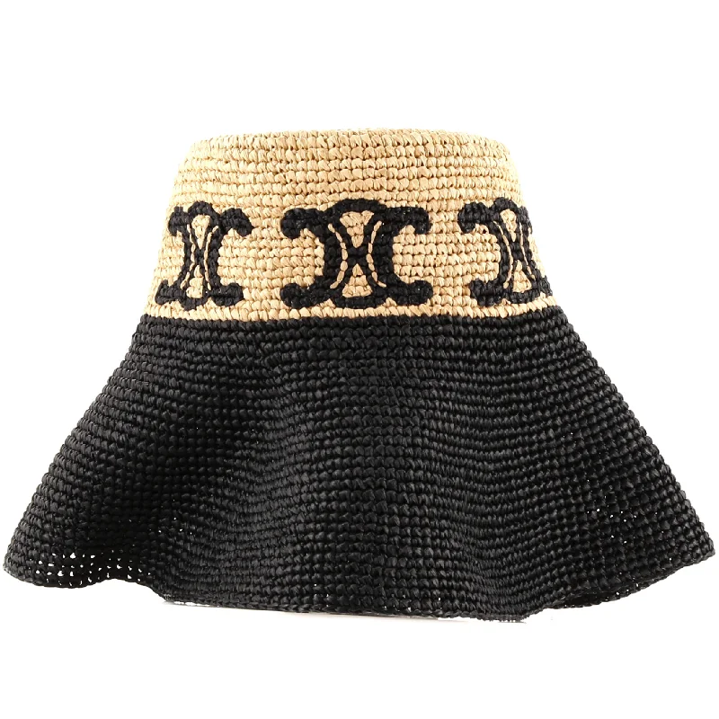 Women's bucket bag light bags -Triomphe Wide Brim Bucket Hat Raffia