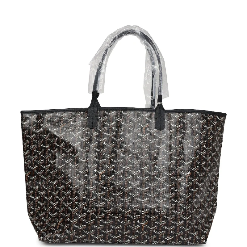 Women's tote bags mini-cute -Goyard Goyardine Black St. Louis PM Tote Bag Palladium Hardware