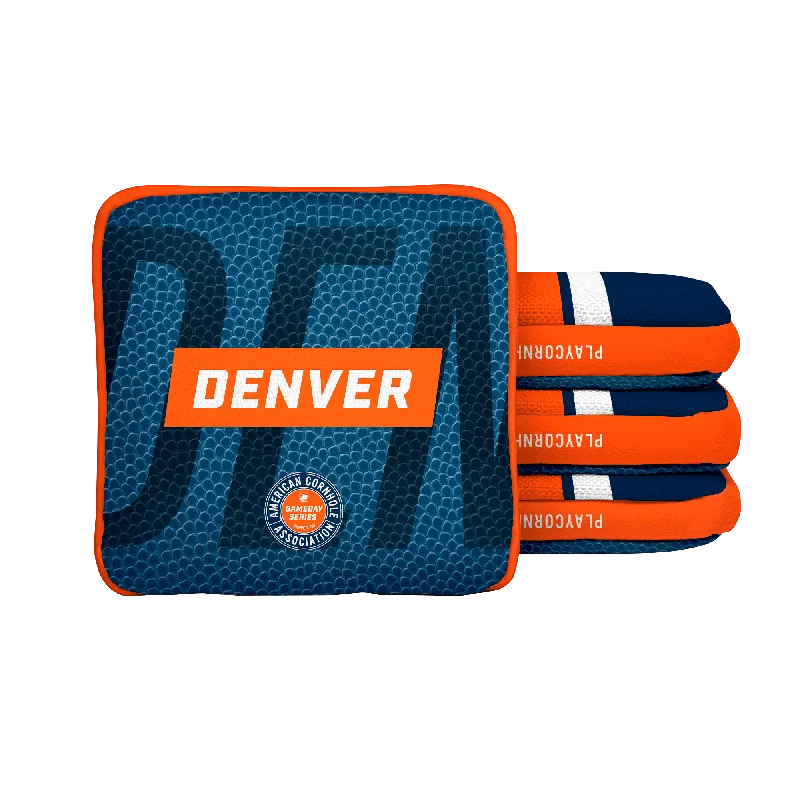 Women's bucket bag bulk purchase -Denver Football Gameday Stripes Synergy Edge Cornhole Bags