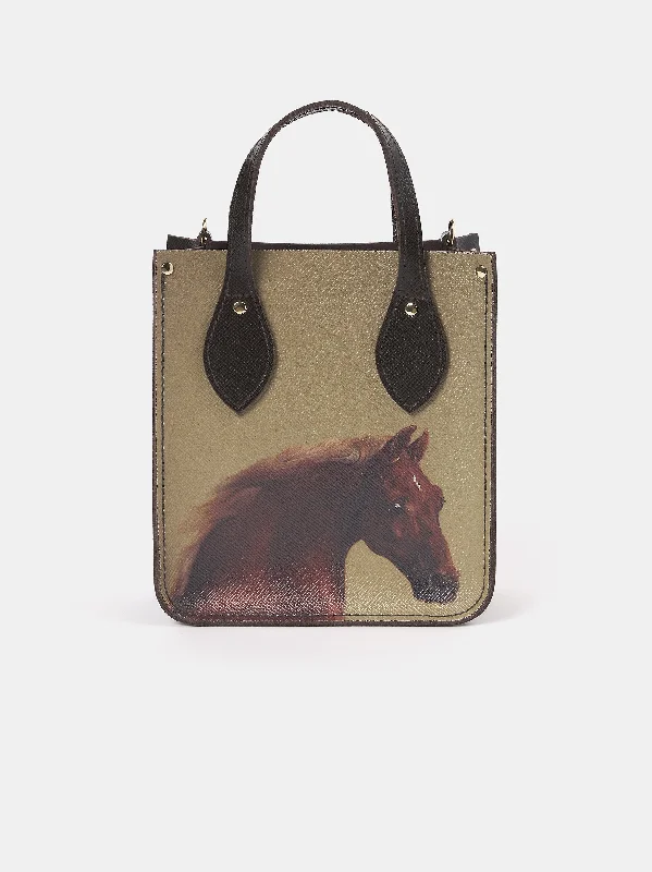 Women's tote bags functional-design -The Mini Tote - Dark Brown Saffiano with Whistlejacket