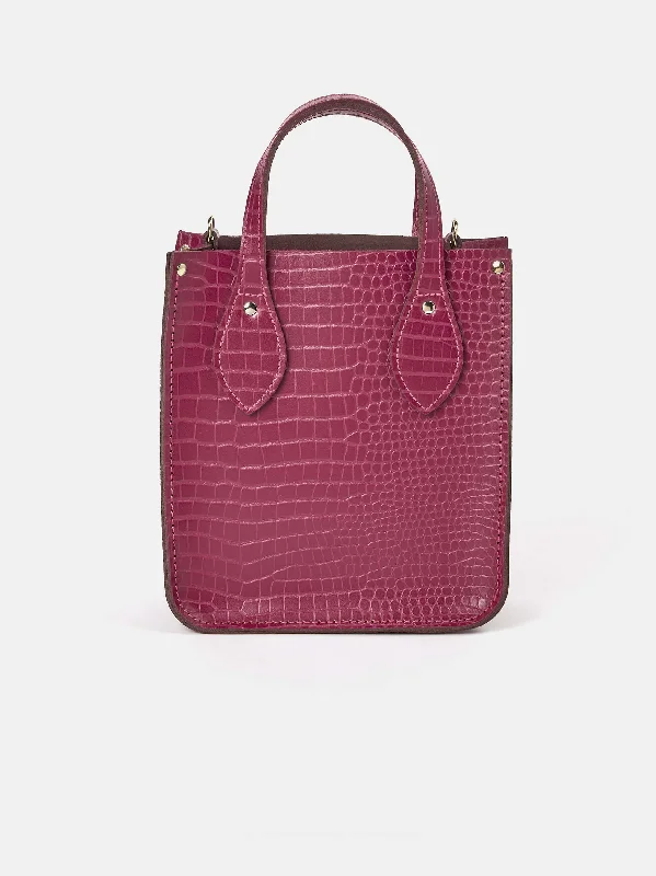 Women's tote bags spacious-interior -The Mini Tote -  Magenta Croc