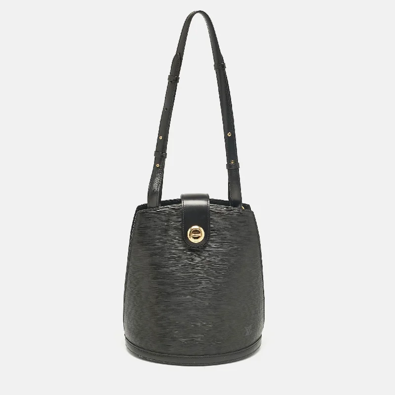 Women's bucket bag trendy collection -Louis Vuitton Black Epi Leather Cluny Bucket Bag