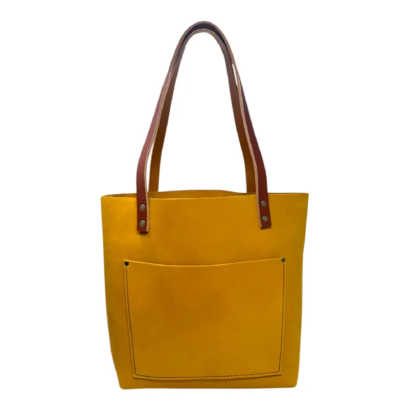 Women's tote bags designer-elegance -Large Tote Leather in Marigold By Portland Leather Co, Size: Large